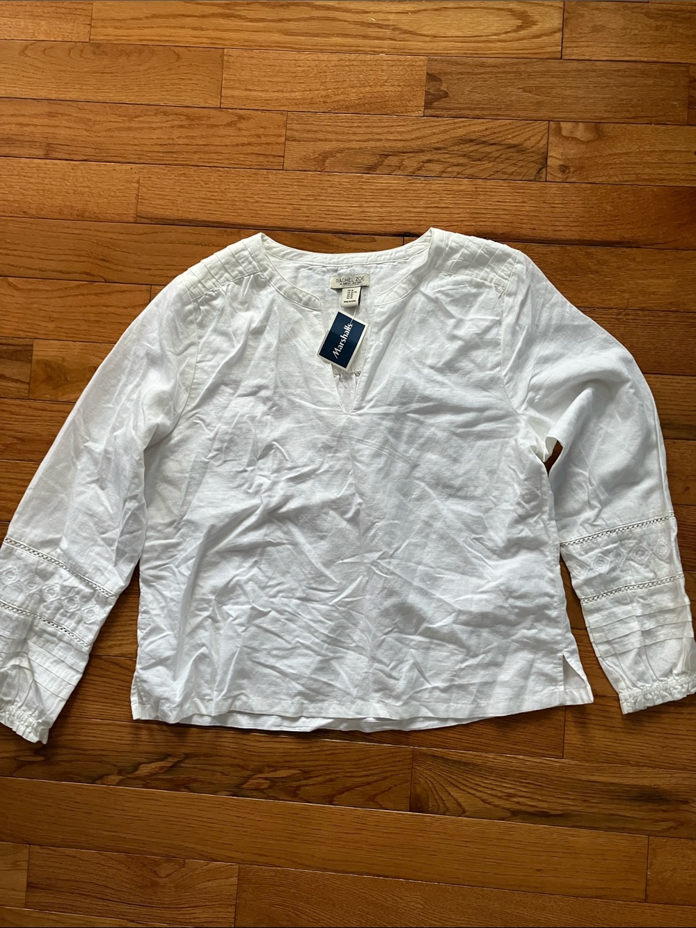 Rachel Zoe White Long-Sleeve V-Neck Blouse
